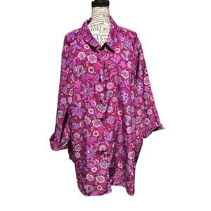 BRYLANE Woman’s 4X Floral Button Up 3/4‎ Sleeve Blouse Whimsical Career Fairy